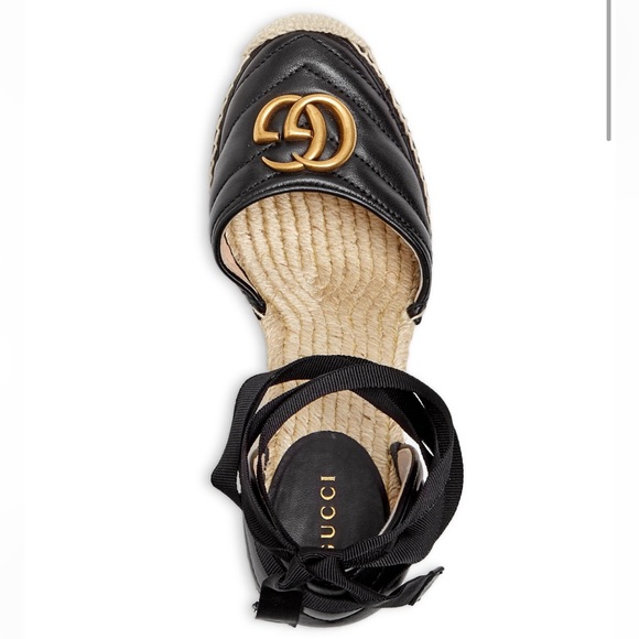 Gucci crafted in black leather set against a cord platform.. worn once - Picture 9 of 12